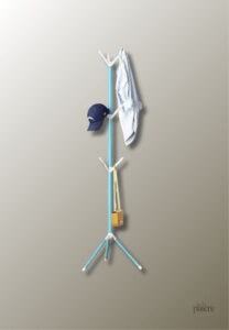 Porte manteau sur pied bleu, design moderne et élégant