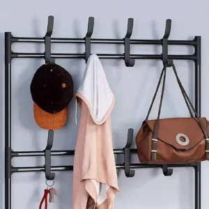 Porte-manteau design noir avec espace pour chaussures