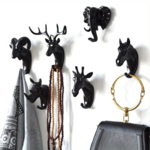 Patère porte manteau 6 animaux noir design moderne