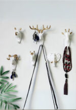 Patère porte manteau animaux blanc et doré