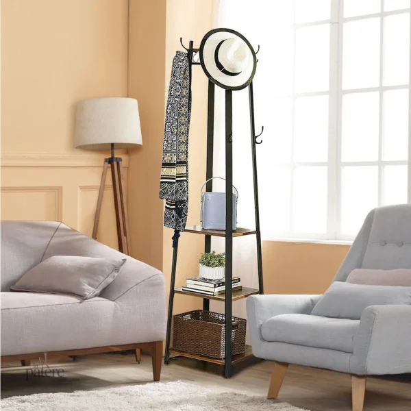 Porte manteau en bois sombre, design élégant pour hall