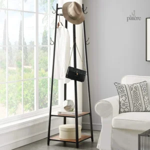 Porte manteau en bois foncé, solution de rangement stylée