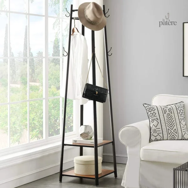 Porte manteau en bois foncé, solution de rangement stylée
