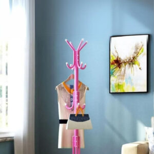 Porte manteau perroquet rose sur pied avec 9 crochets