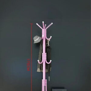 Porte manteau perroquet rose avec 12 crochets sur pied