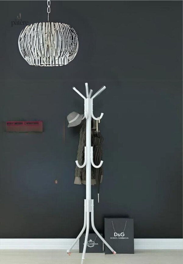 Porte manteau perroquet blanc avec 9 crochets sur pied