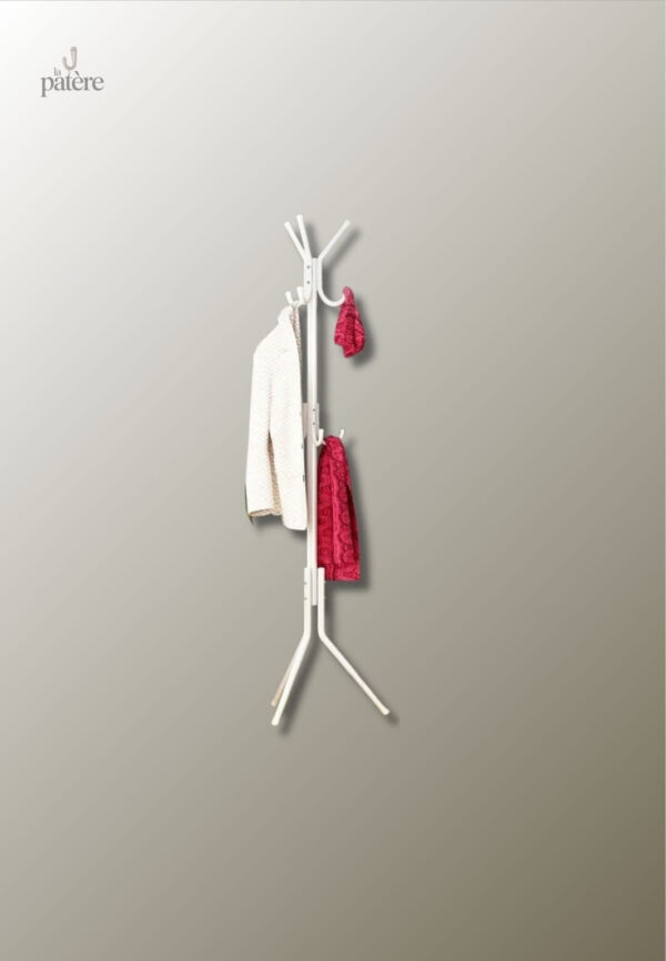 Porte manteau sur pied élégant en blanc, design perroquet