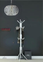 Porte manteau perroquet blanc avec 12 crochets sur pied