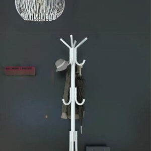 Porte manteau perroquet blanc avec 12 crochets sur pied