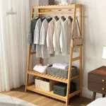 Meuble porte manteau en bambou clair