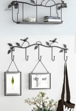 Porte manteau mural design oiseau en couleur noire