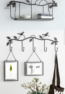 Porte manteau mural design oiseau en couleur noire