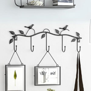 Porte manteau mural design oiseau en couleur noire