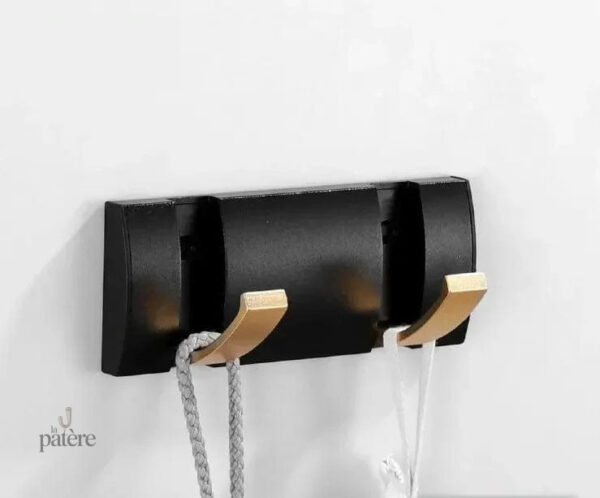 black-golden-robe-hook-rackstowel-hanger-folding-no-punch-j6nak7-1 Porte manteau mural design noir doré avec 2 crochets