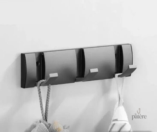 black-golden-robe-hook-rackstowel-hanger-folding-no-punch-j6nak8-1 Porte manteau mural design gris avec 3 crochets
