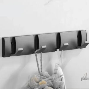 Porte manteau mural design gris avec 4 crochets