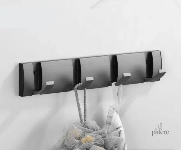 black-golden-robe-hook-rackstowel-hanger-folding-no-punch-j6nak9-1 Porte manteau mural design gris avec 4 crochets