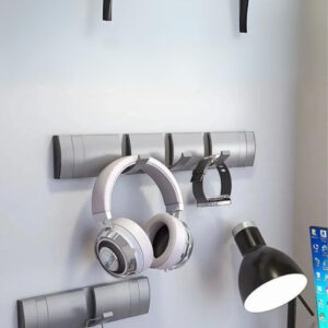 Porte manteau moderne gris, 4 crochets pour rangement pratique