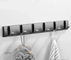 Porte manteau mural design gris avec 6 crochets pratiques