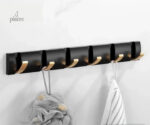 Porte manteau mural design Noir Doré avec 6 crochets