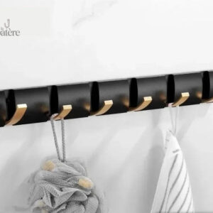Porte manteau mural design Noir Doré avec 6 crochets