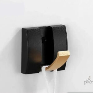 Porte manteau mural design noir doré avec un crochet