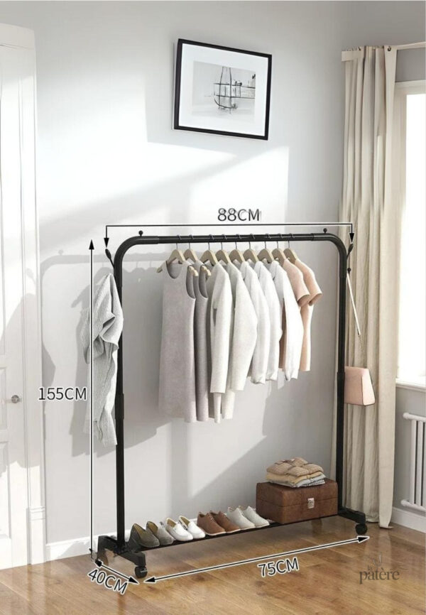 black-pole-clothes-rack-plastic-stand-closet-floor-bedroo-sld90t-1 Meuble porte-manteau et chaussures sur roulette