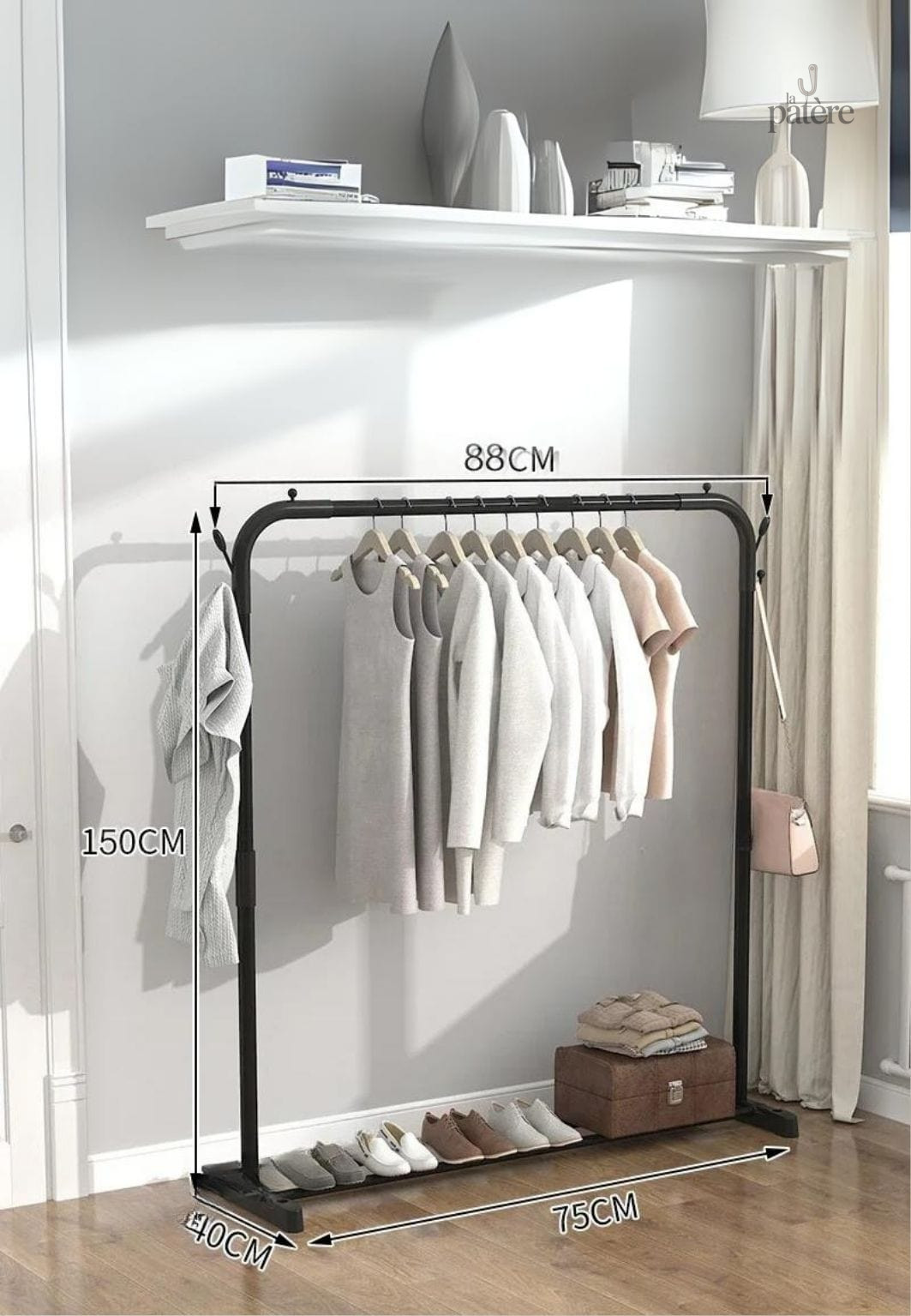 Meuble porte-manteau et chaussure avec tringle unique