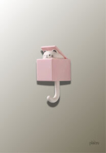 Patère porte manteau enfant chat rose