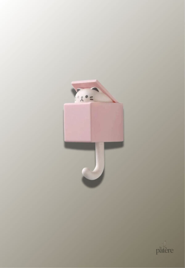 Patère porte manteau enfant chat rose