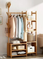 Meuble porte-manteau et chaussures en bois clair 80cm