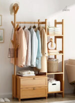 Meuble porte-manteau et chaussures en bois clair 80cm