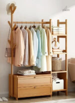 Meuble porte-manteau chaussure en bois clair 100 cm