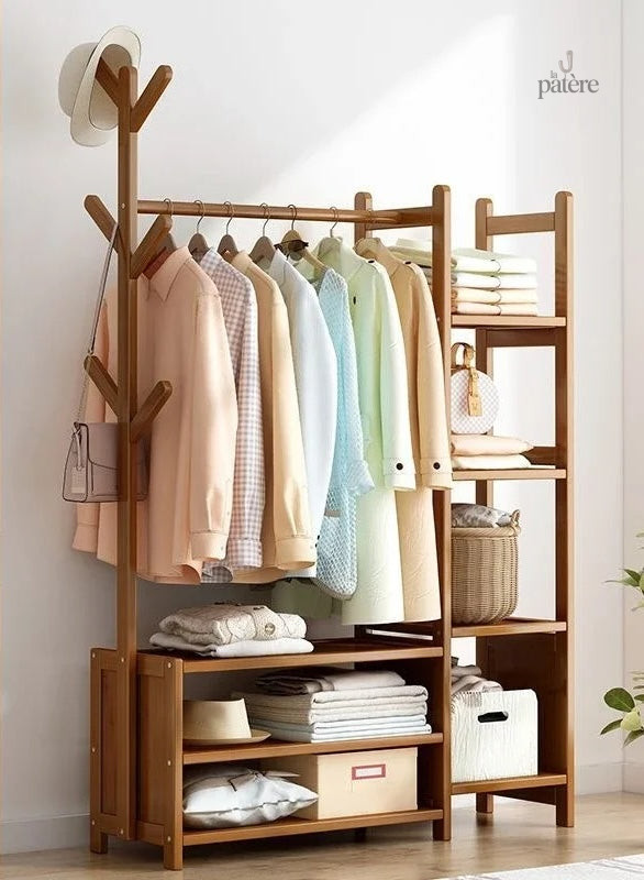 coat-rack-clothes-hanger-floor-standing-vertical-bedroom-abcpc8-1 Meuble porte-manteau et chaussures en bois foncé 100 cm
