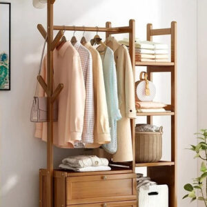 Meuble porte-manteau en bois foncé 80 cm fermé