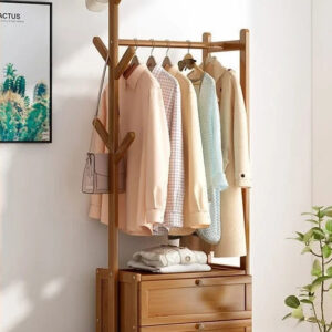 Meuble porte-manteau chaussure en bois foncé 50cm