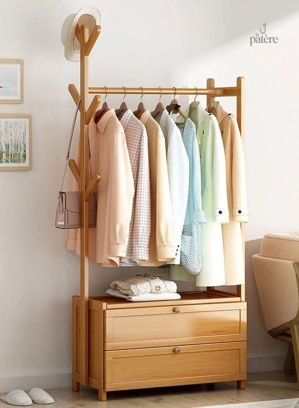 coat-rack-clothes-hanger-floor-standing-vertical-bedroom-kaepb4-1 Meuble porte-manteau et chaussures en bois clair 70cm