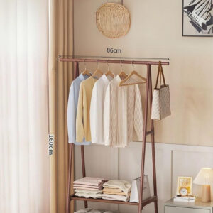 Meuble porte-manteau et chaussures ouvert roulant café