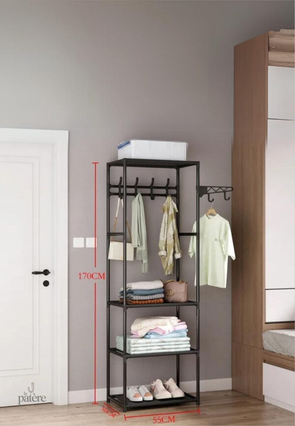 coat-shelves-garden-furniture-sets-standing-coat-rack-sta-w02fqf-1 Meuble porte-manteau et chaussures ouvert noir avec étagères