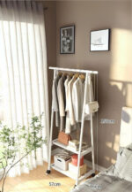 Meuble porte manteau et chaussures blanc ouvert roulant