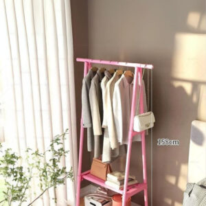 Meuble porte-manteau et chaussures ouvert roulante rose