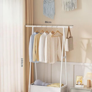 Meuble porte manteau et chaussures blanc fermé roulant