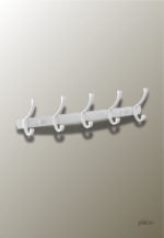 Porte manteau mural 5 crochets en blanc
