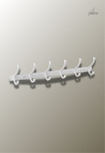 Porte manteau mural 6 crochets design virgule blanc