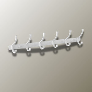 Porte manteau mural 6 crochets design virgule blanc