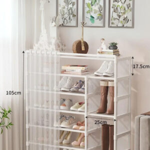Meuble porte-manteau et chaussures large rideaux blanc