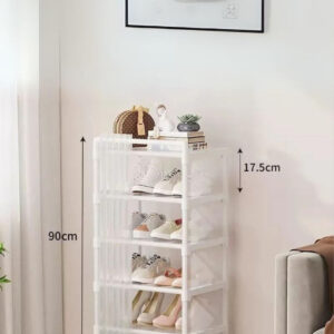 Meuble porte manteau et chaussures blanc avec rideaux