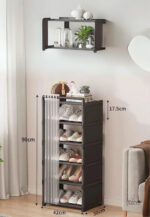 Meuble porte manteau et chaussure noir à rideaux
