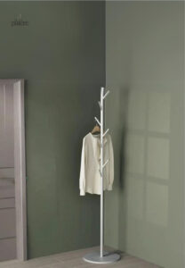 Porte manteau sur pied design arbre gris avec base noire