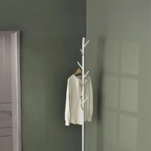 Porte manteau sur pied design arbre gris avec base noire